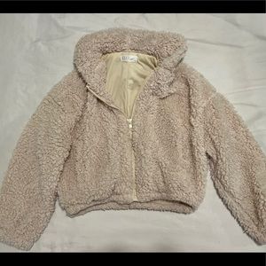 Sherpa cropped zip jacket hoodie